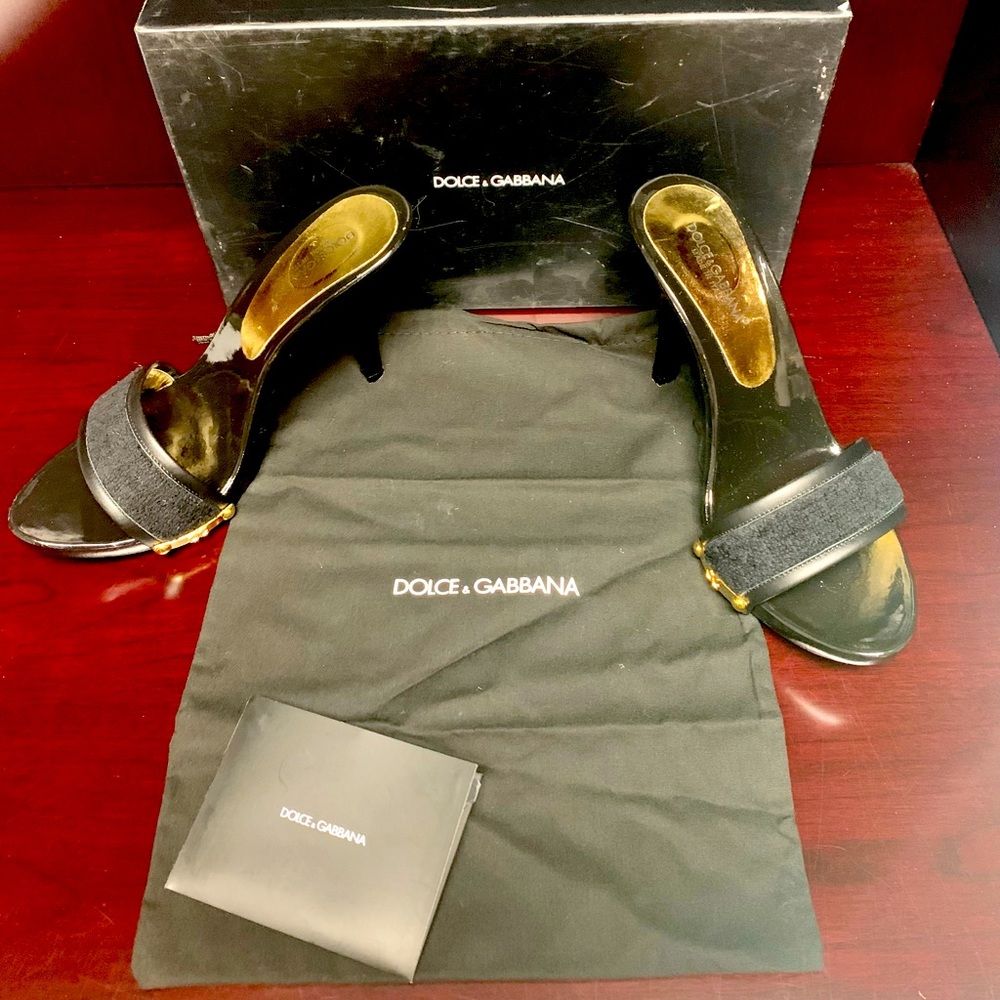 Sexy Dolce and Gabbana Black Mule High Heel Sandals